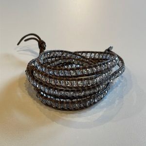 Chan Lulu Swarovski crystal and leather multi wrap bracelet